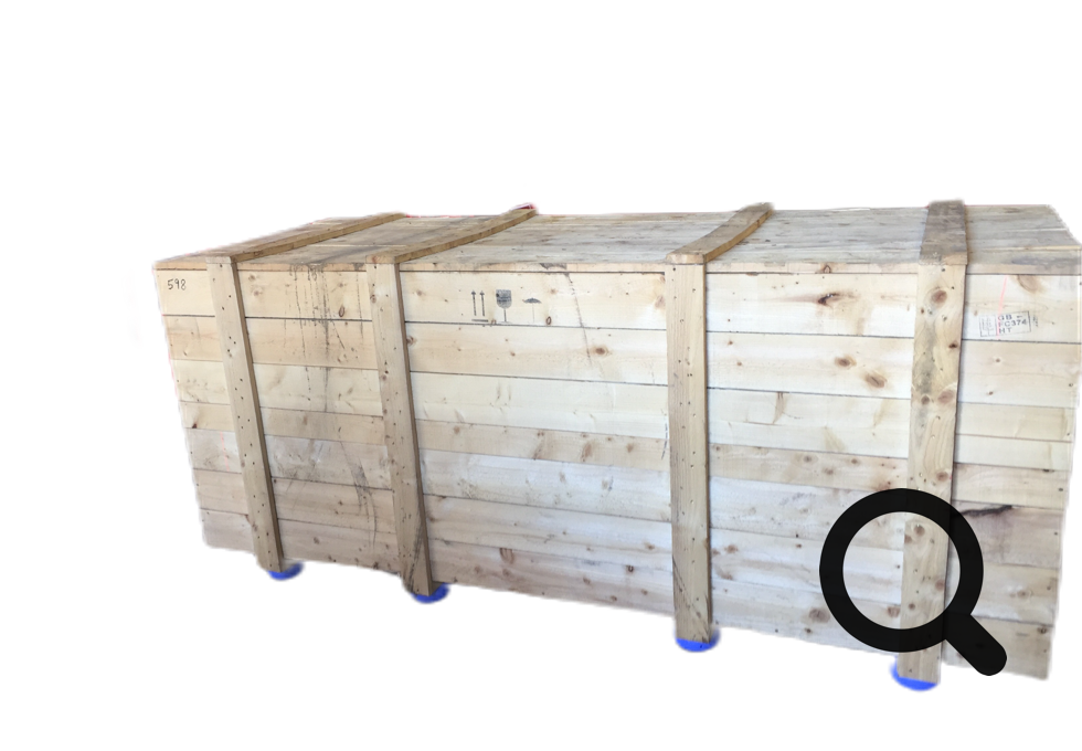 Red British Telephone Box in a Crate