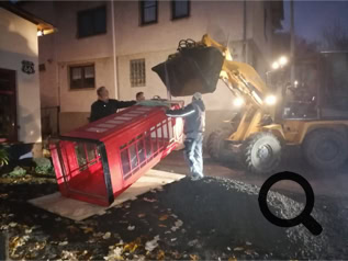 This Telephone box is being positioned