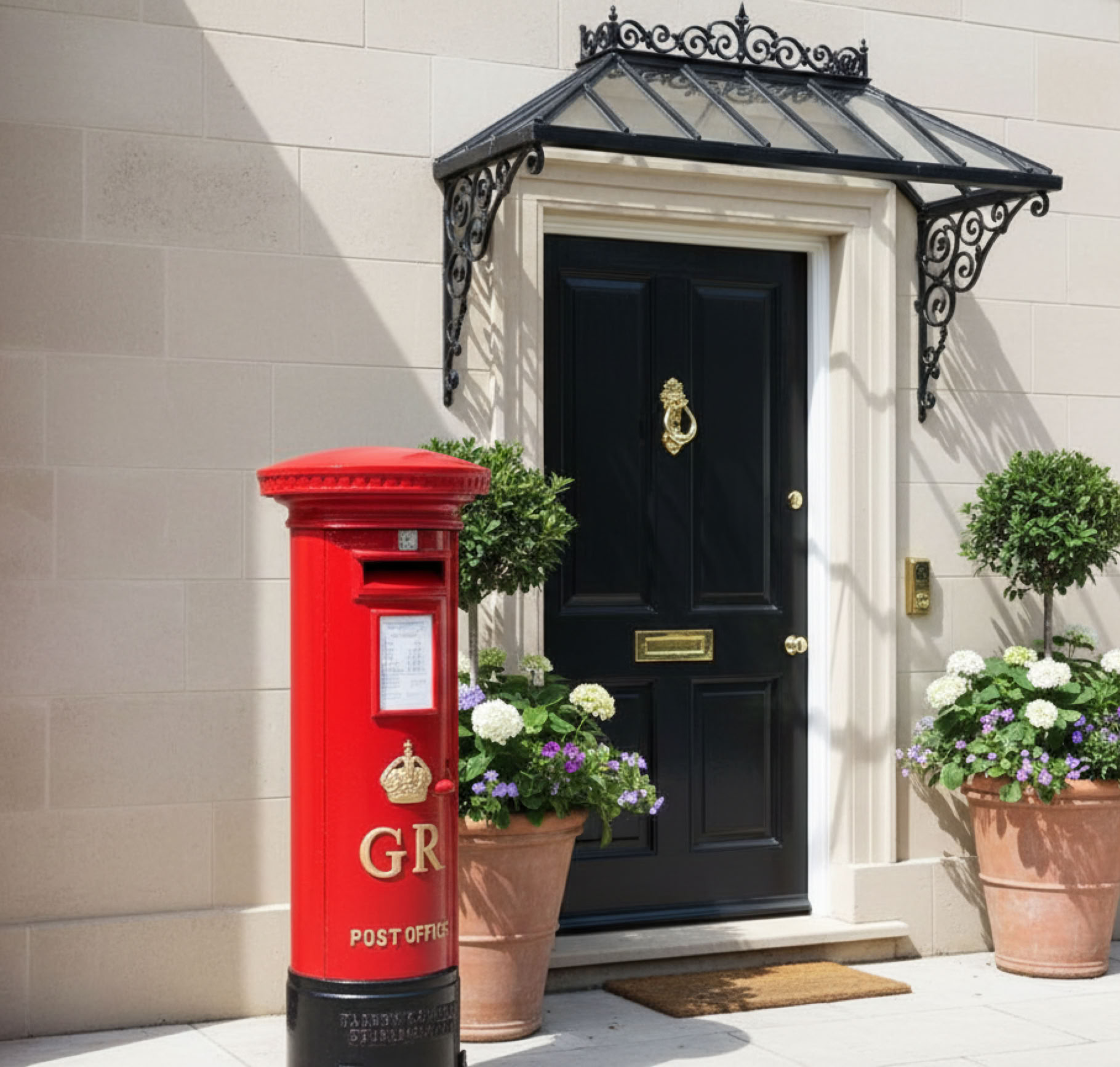 Original British Pillar Box at a driveway